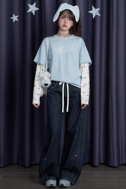 Blue & White Splice T-Shirt