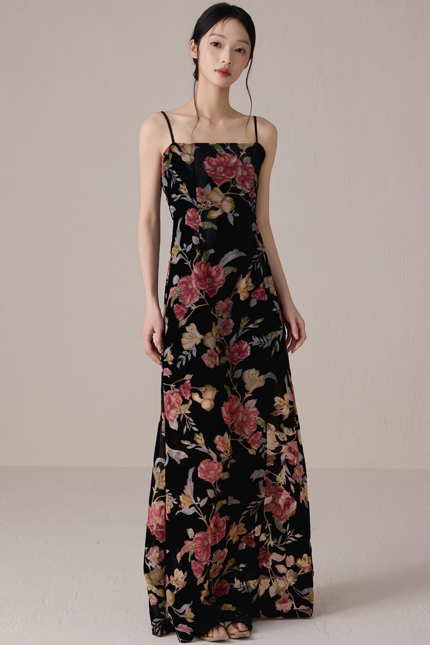 Vintage Floral Halter Maxi Dress