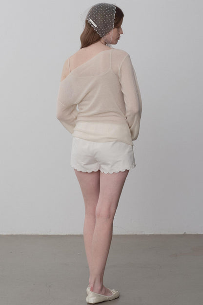 White Chiffon Knit Top