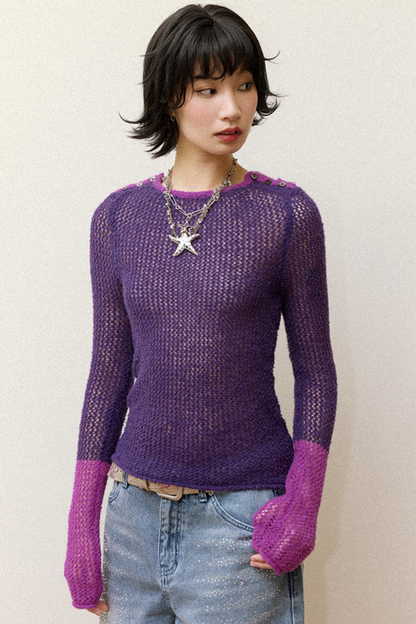 Rose Purple Knit Top