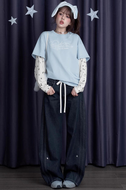 Blue & White Splice T-Shirt