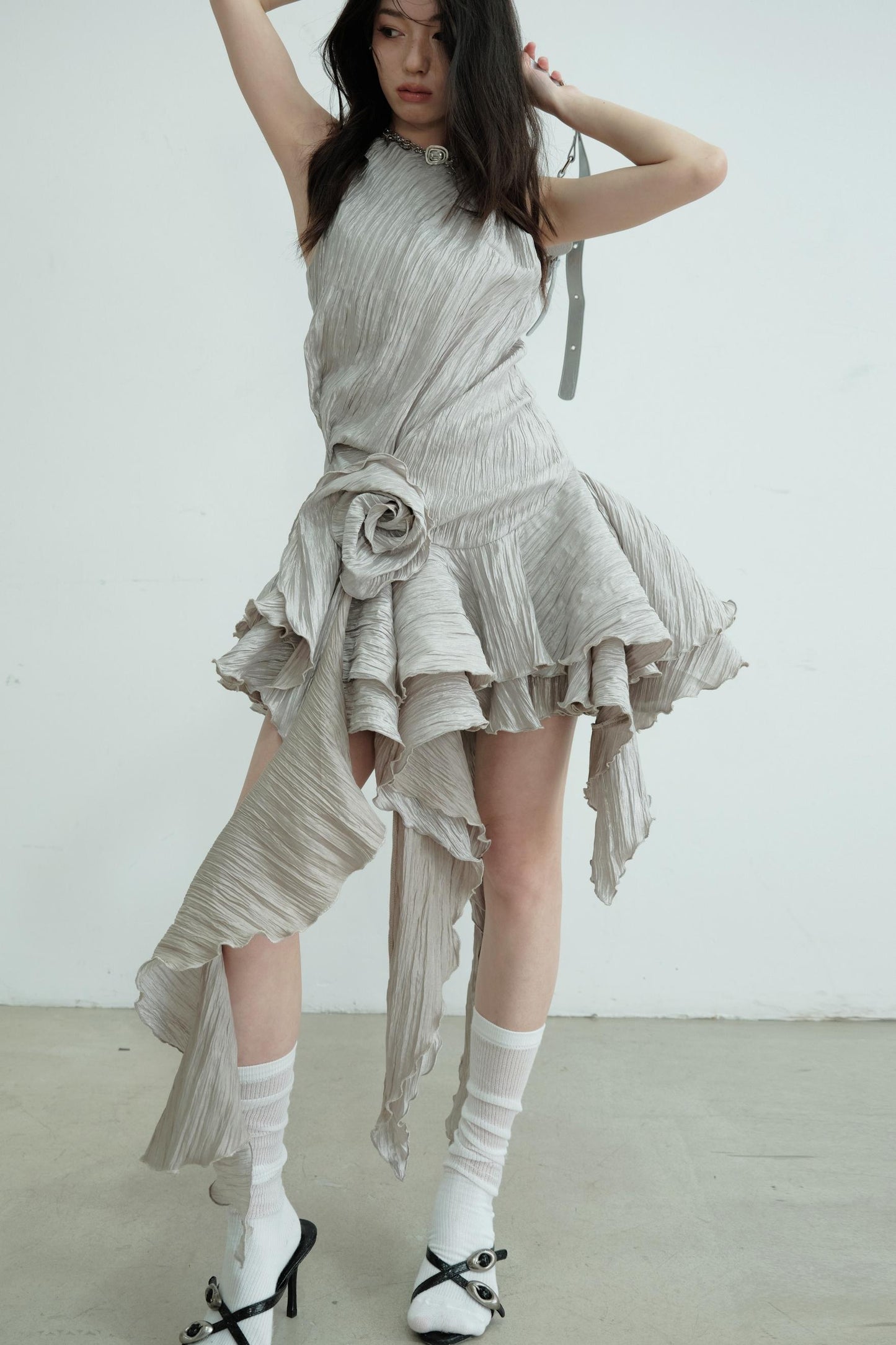 Pleated Floral Dress