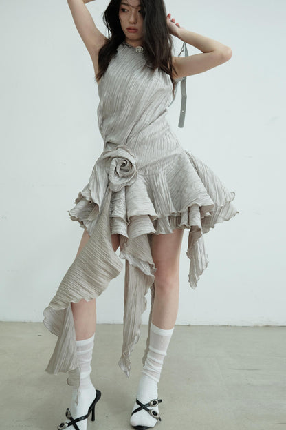 Pleated Floral Dress