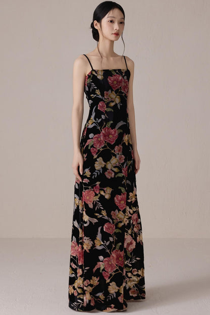 Vintage Floral Halter Maxi Dress