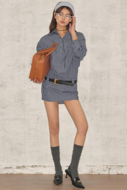 Blue Striped Shirt Dress