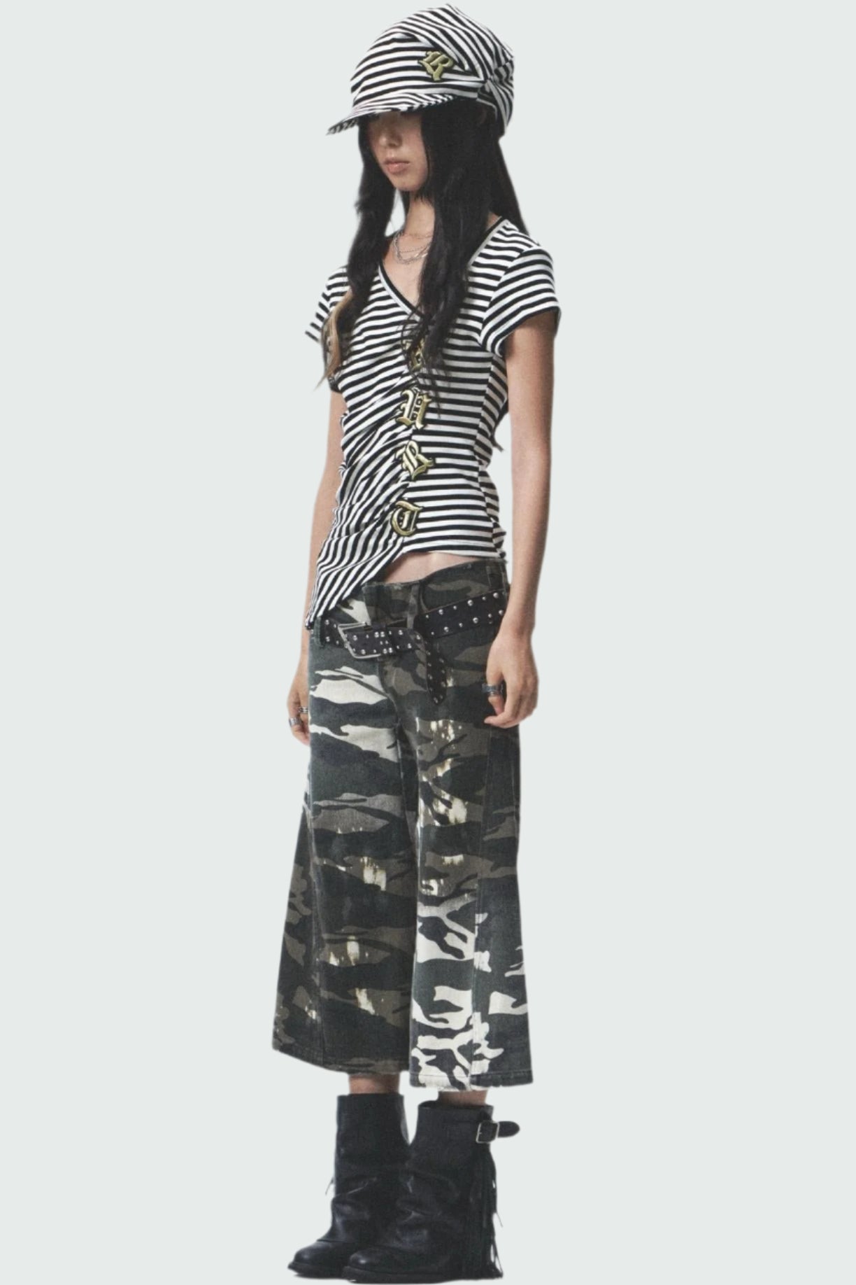 Embroidered Striped Tee