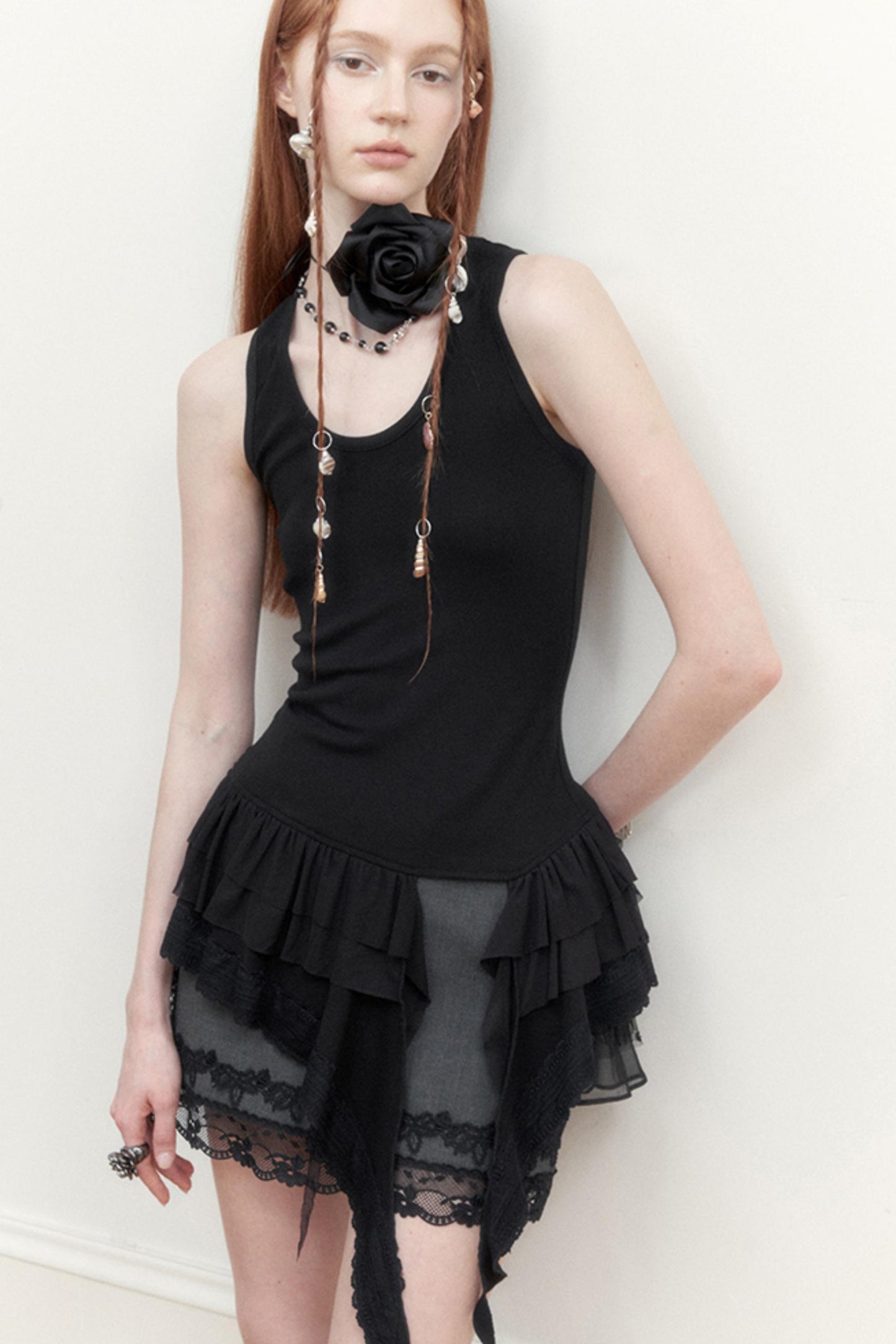 Dark Lace Midi Skirt