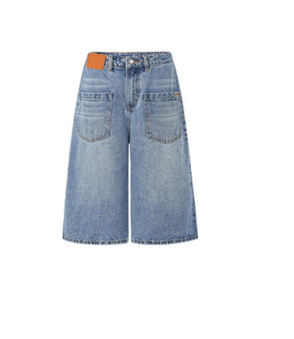 Blue Cow Midi Shorts