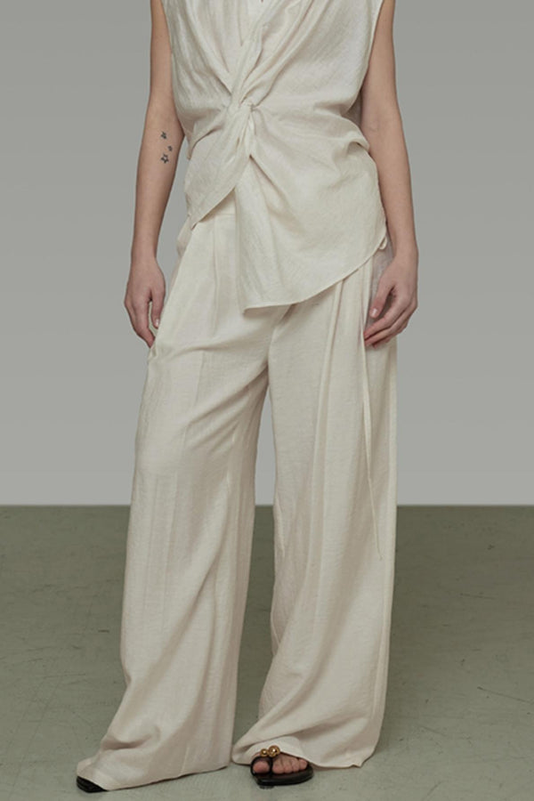 Adjustable Tie-Waist Wide Leg Pants