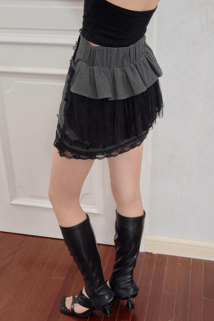 Dark Lace Midi Skirt