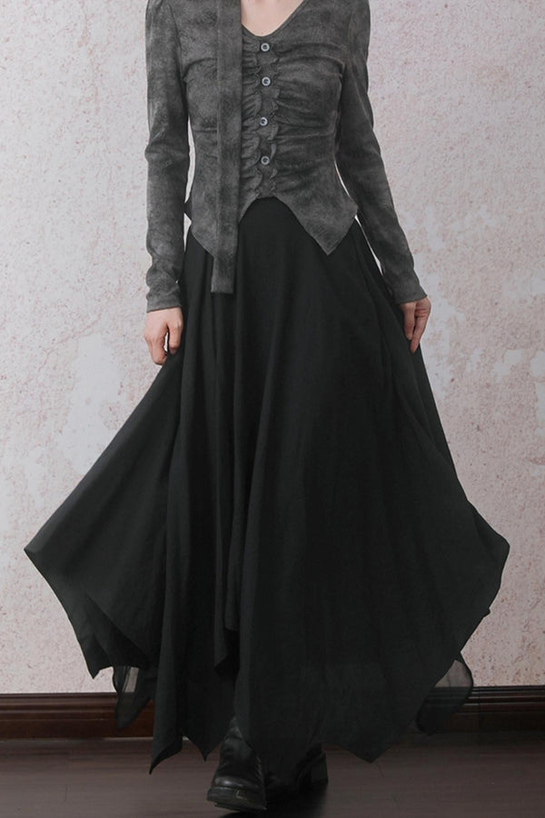 Autumn Double Hem Brown A-Line Skirt