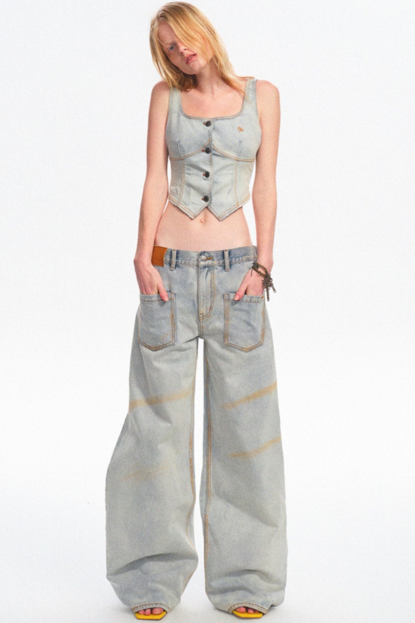 Vintage Micro-Stretch Denim Vest