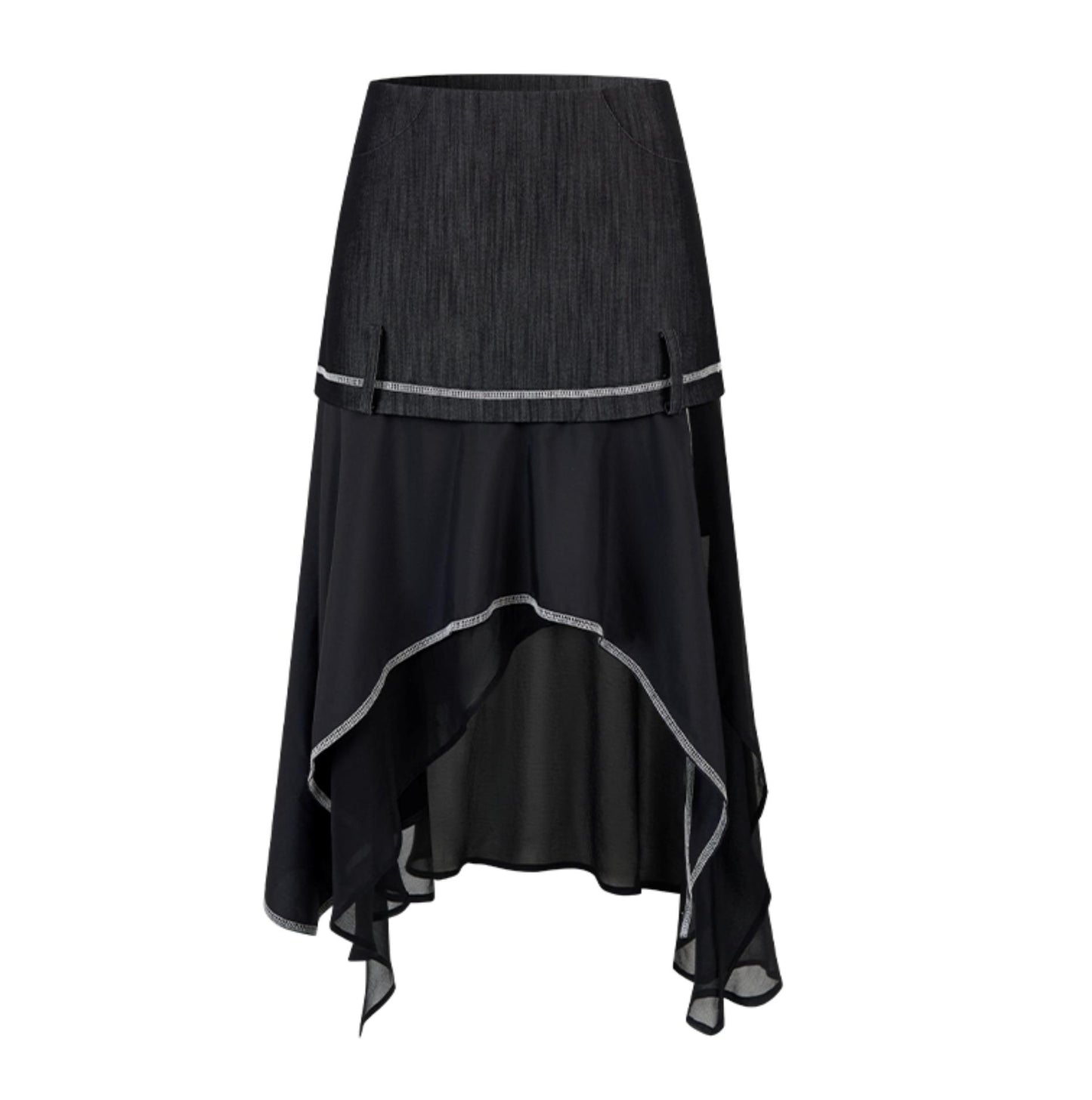 Yuan Irregular Denim A-Line Skirt