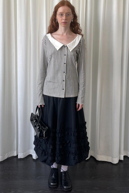 Pointed Neck Long Sleeve Shirt