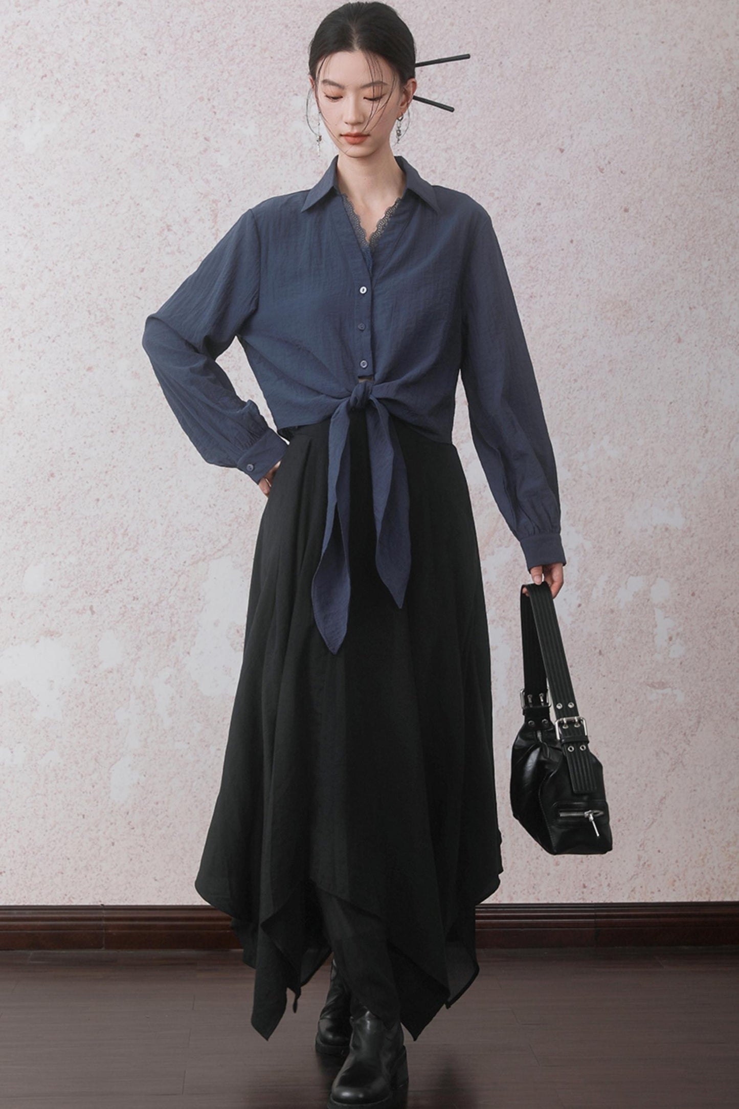 Autumn Double Hem Brown A-Line Skirt