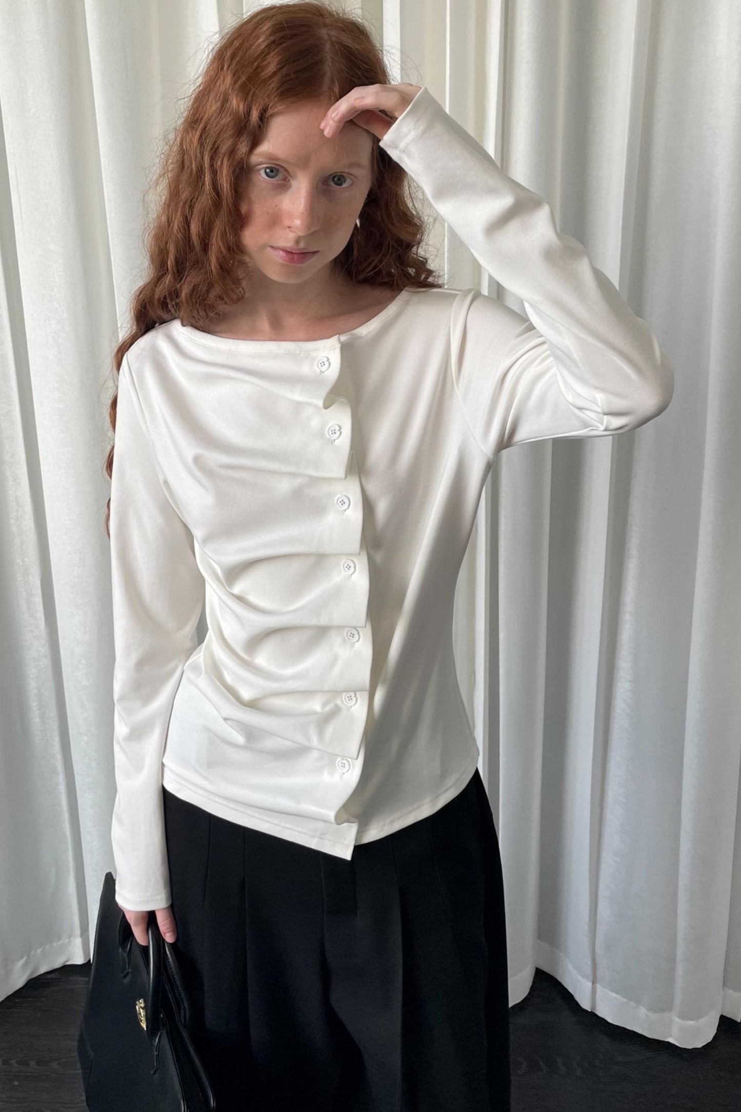 Pleated Long-Sleeved Shirt