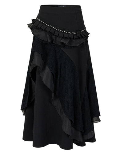 Asymmetrical Lace Organza Skirt