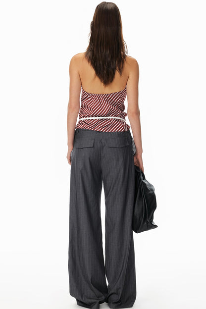 Asymmetric Striped Ruffle Top