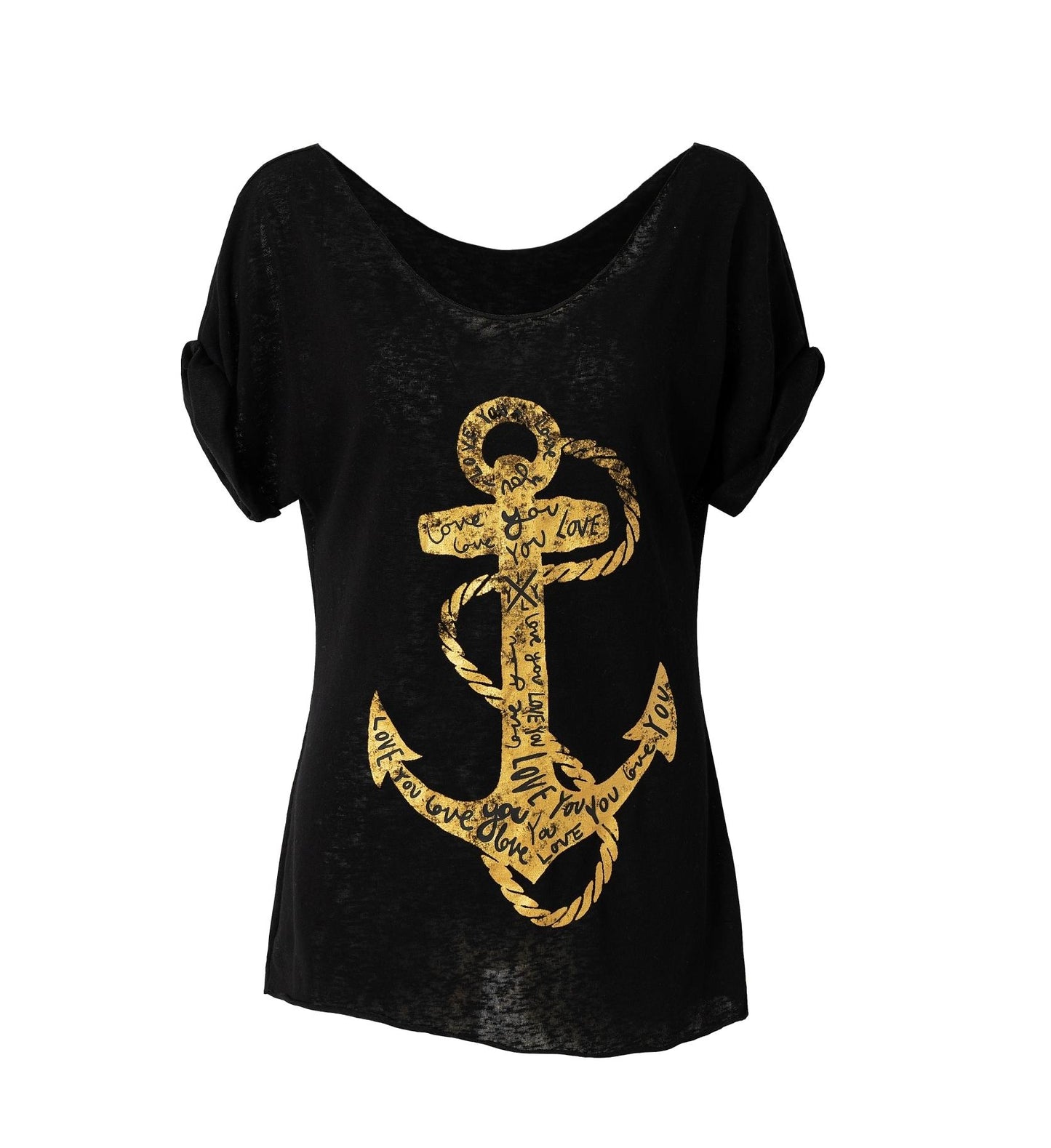 Sailor Style Printed Loose T-Shirt