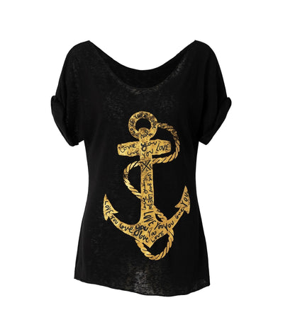 Sailor Style Printed Loose T-Shirt