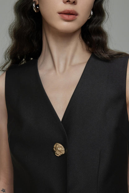 Black Slim Fit V-Neck Summer Vest