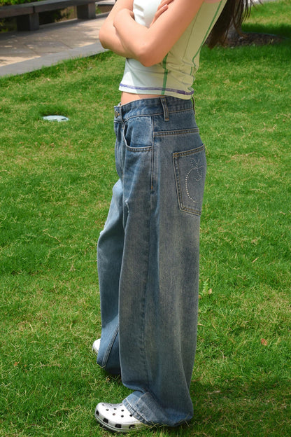 Denim Blossom Pants
