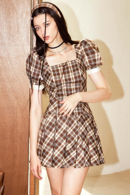 Vintage Lace Check Dress