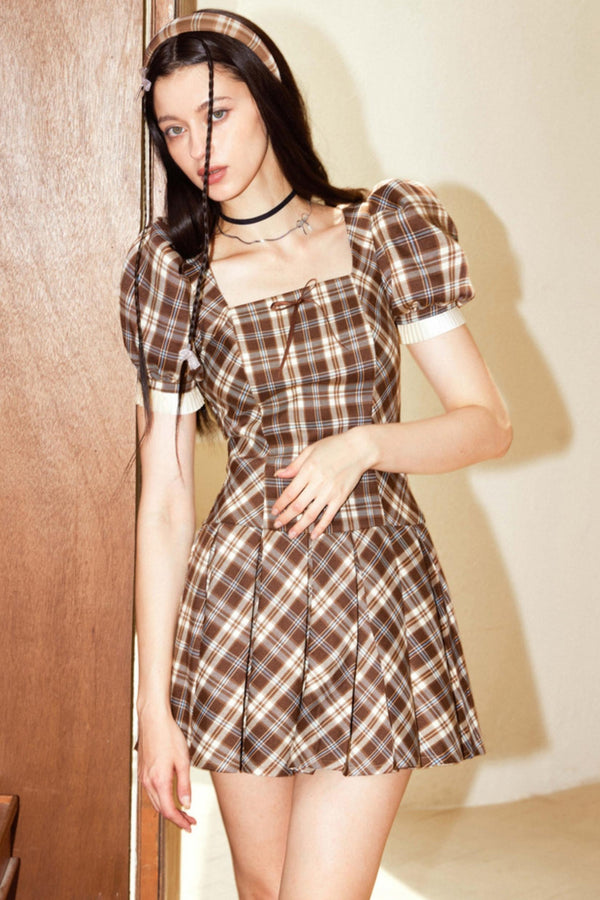 Vintage Lace Check Dress