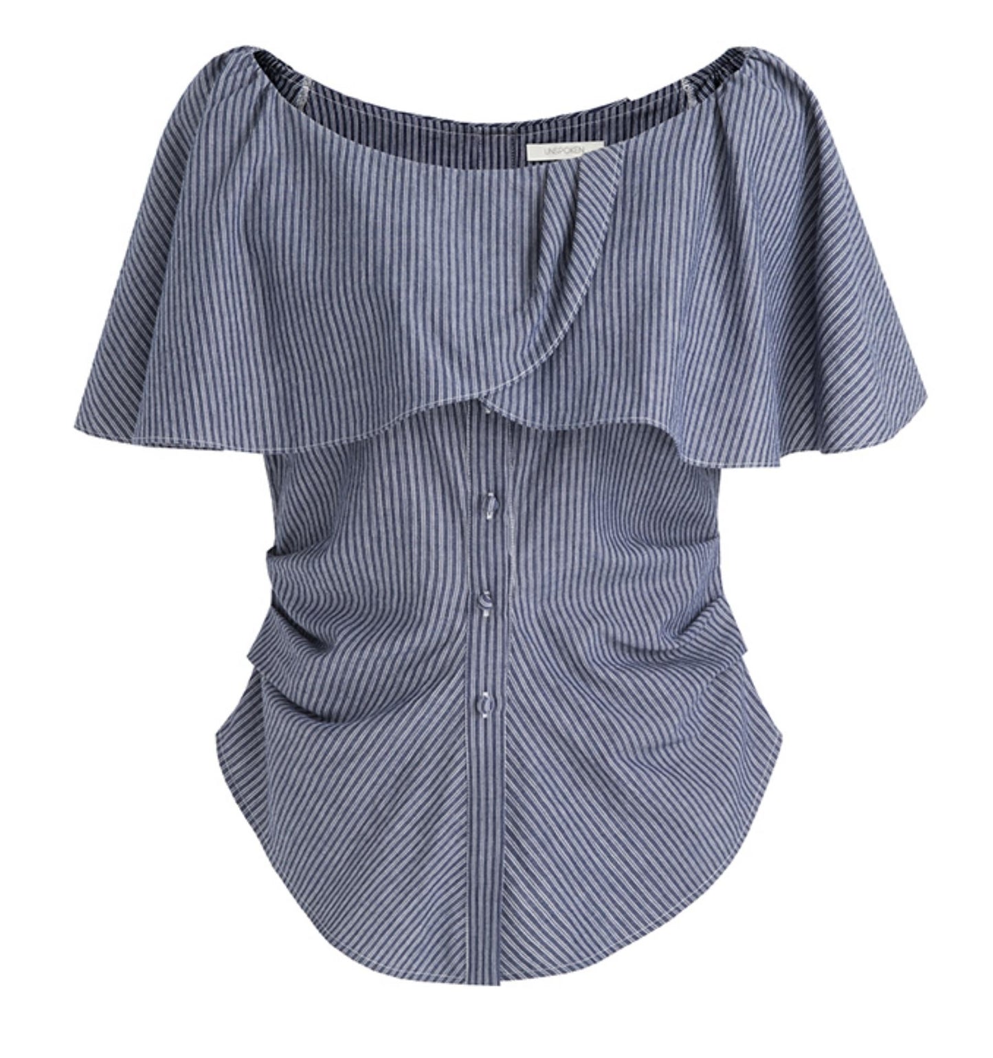 Chic One-Shoulder Lace Stripe Blouse