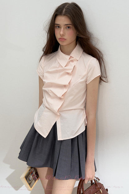 Pink Ruffle Lace Blouse