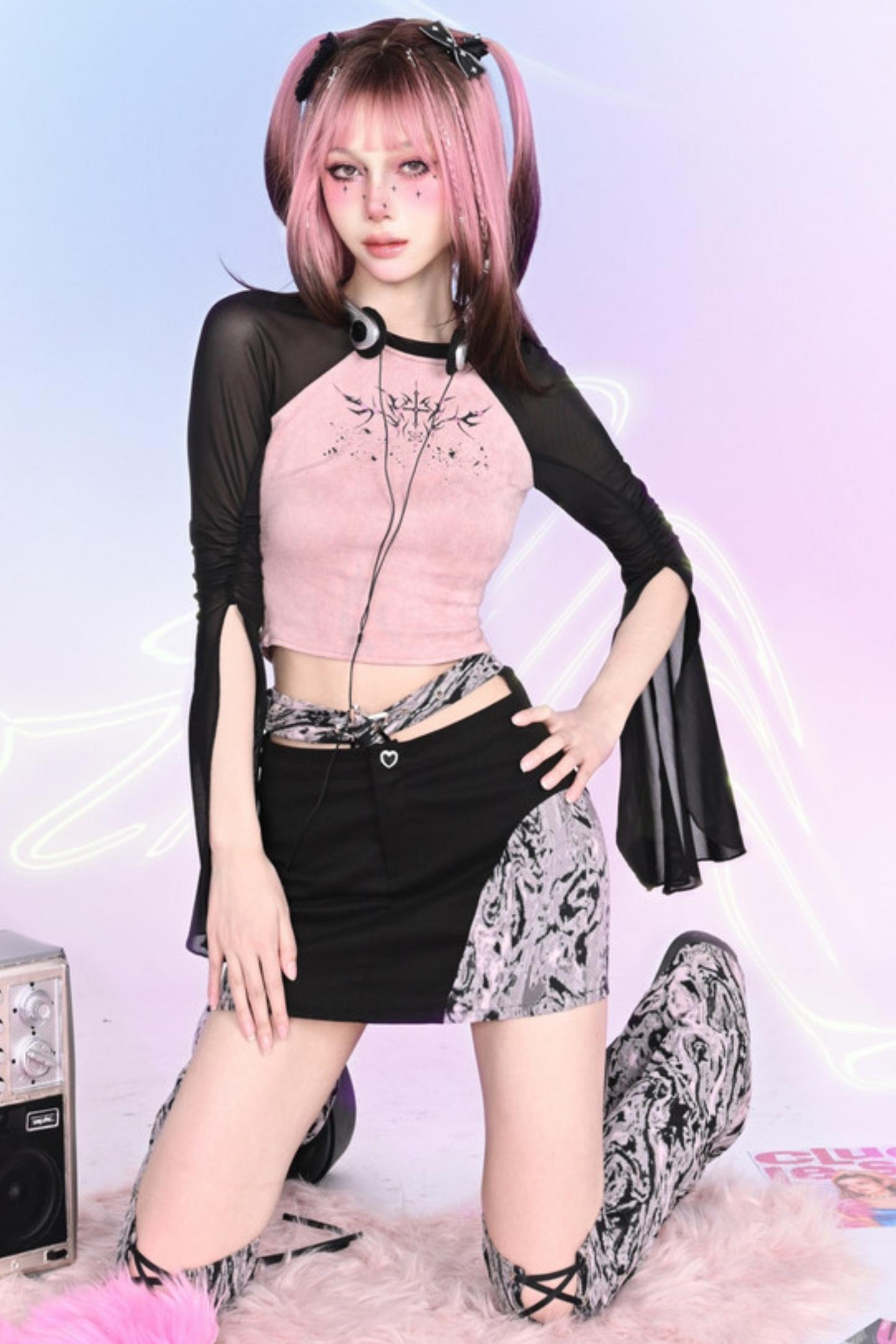 Heartbeat Design Mini Skirt