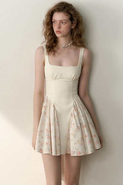 Floral Patchwork Bowtie Camisole Dress