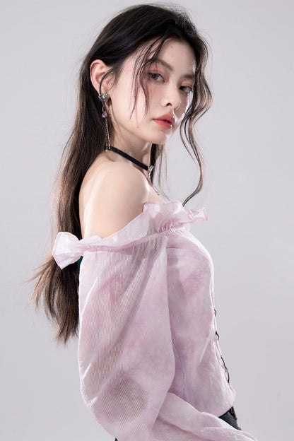 Peach Blossom One-Shoulder Top