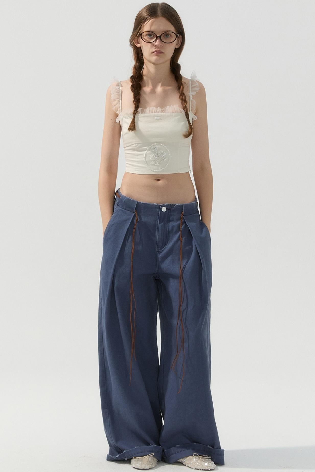 Floral Mesh Veil Earring Camisole