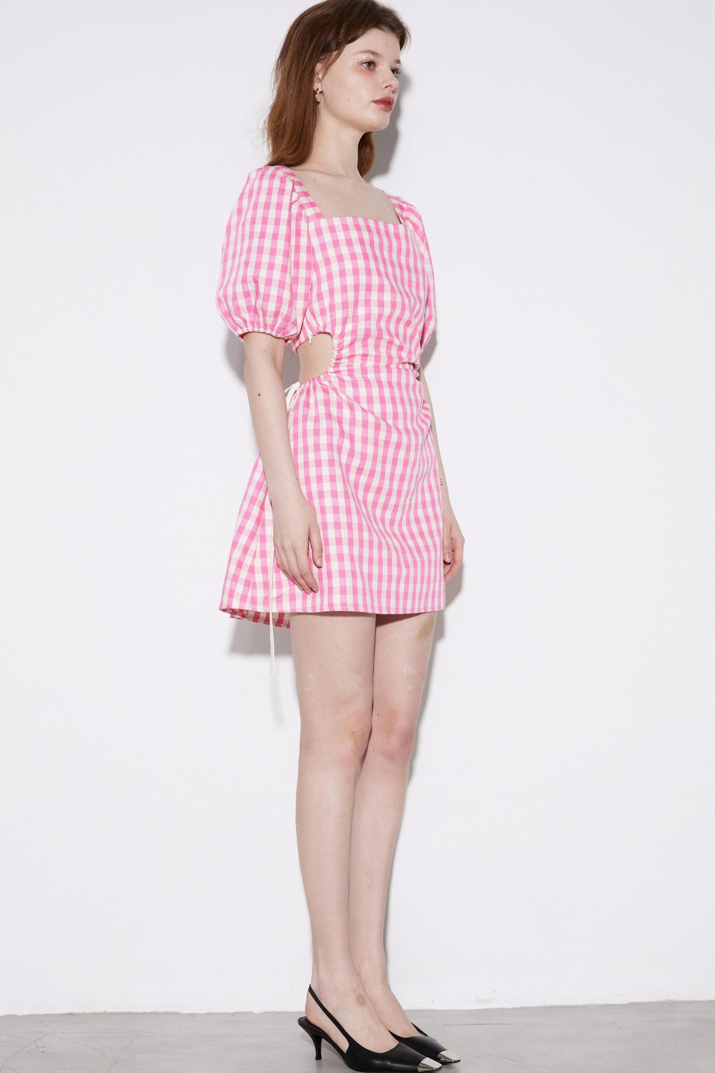 Pink Grid Short Dress