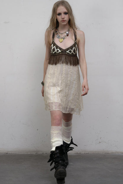 Luxury Halter Leather Dress