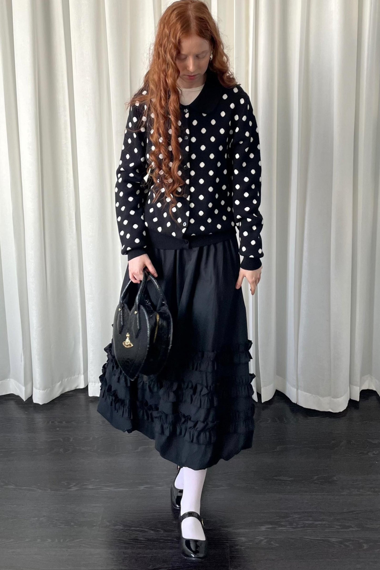 Autumn Lace Shirring Midi Skirt