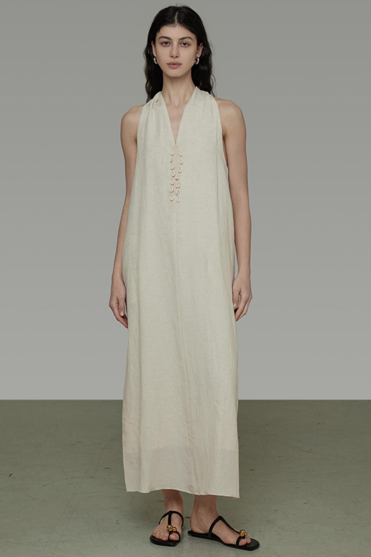 Sleeveless Halter Long Dress