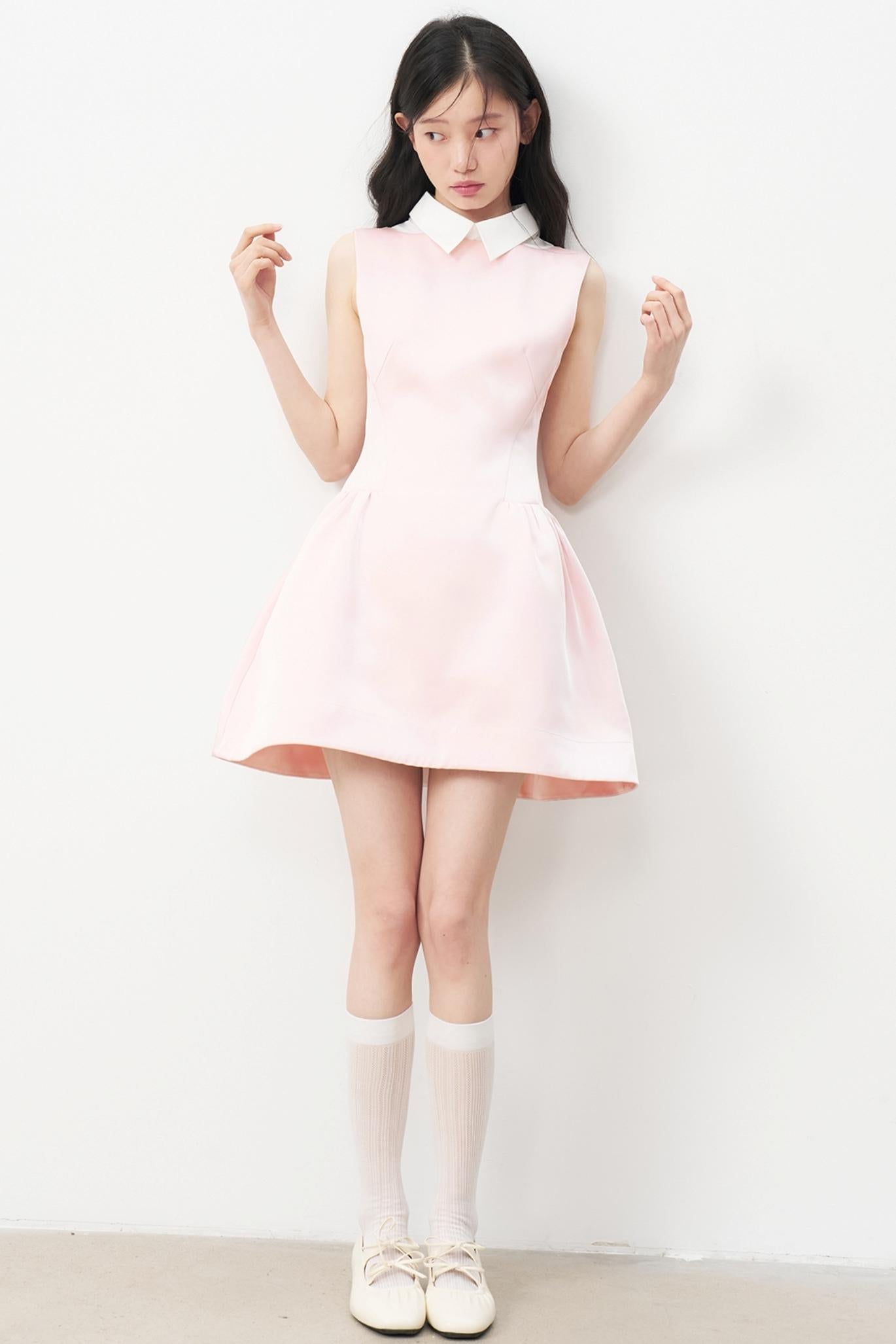 Pink Satin Two-Piece Dress