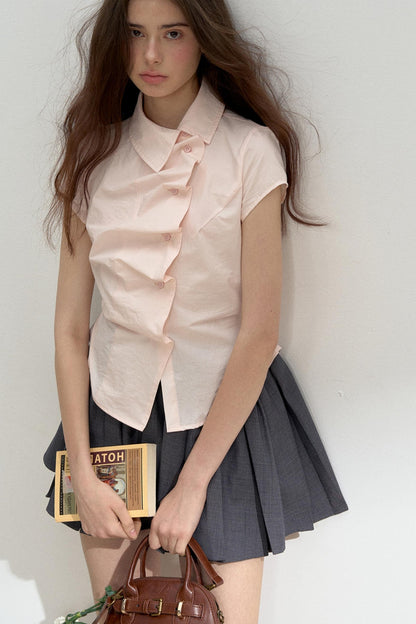 Pink Ruffle Lace Blouse