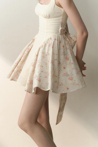 Floral Patchwork Bowtie Camisole Dress