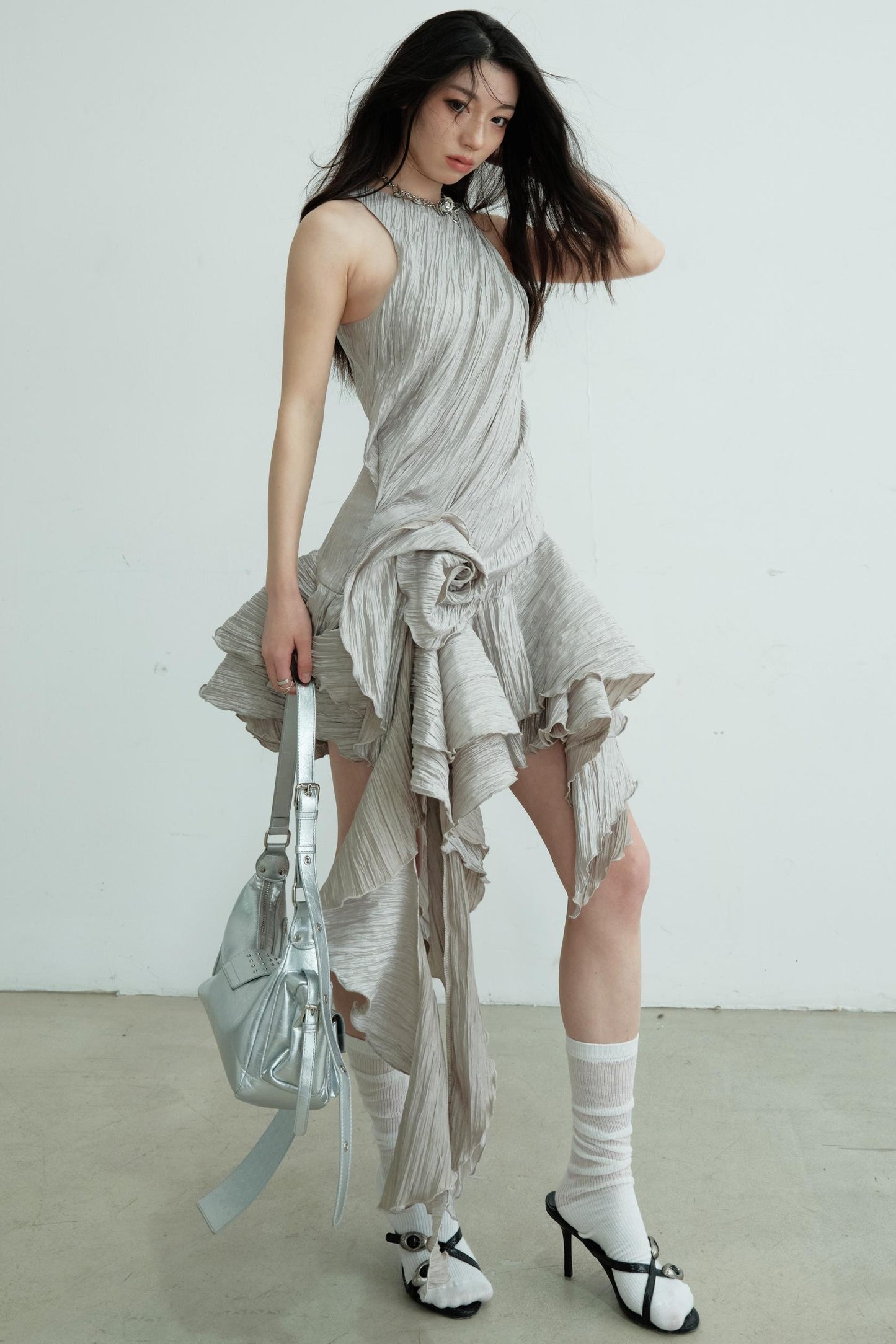 Pleated Floral Dress