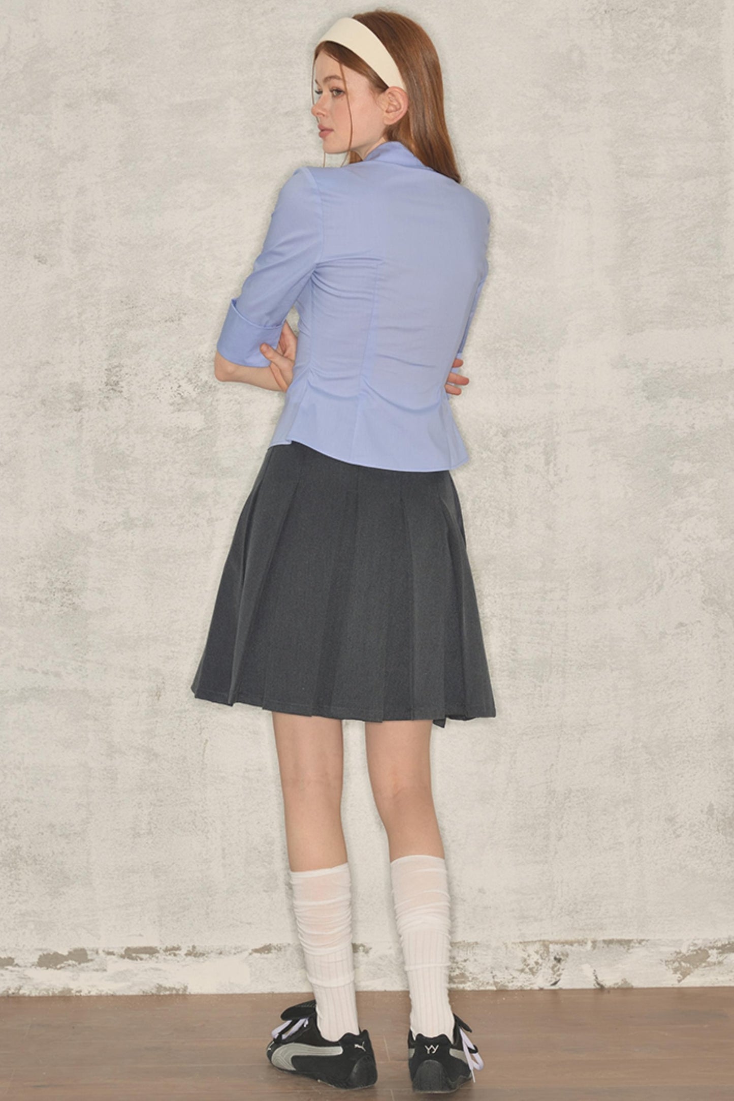 Gray Summer Pleated Skirt