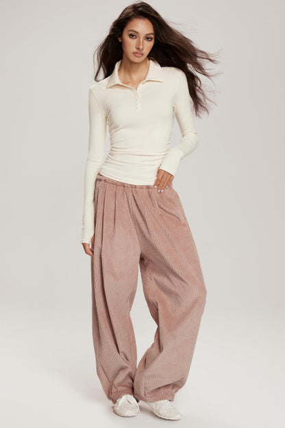 Cozy Wide-Leg Corduroy Pants