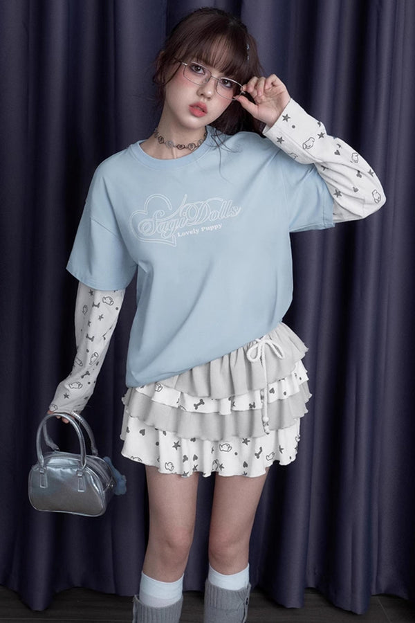 Blue & White Splice T-Shirt