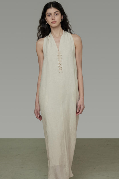 Sleeveless Halter Long Dress
