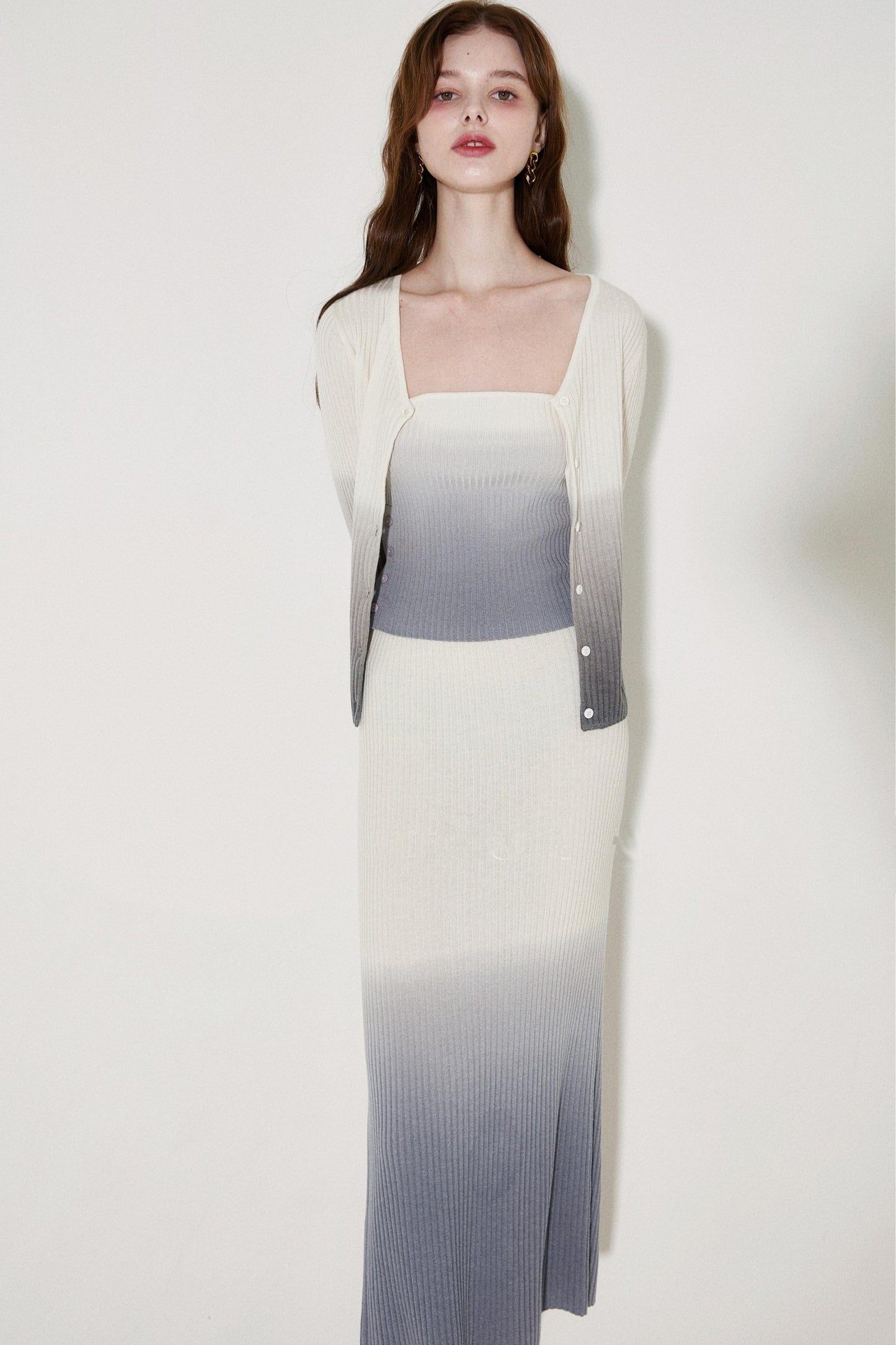 Chic Wool Knit Cardigan Skirt Set-Up