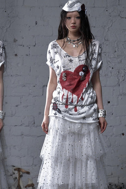 Sailor Style Printed Loose T-Shirt