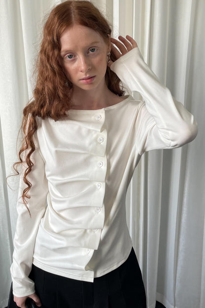 Pleated Long-Sleeved Shirt