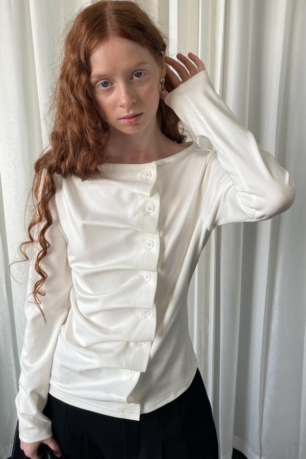 Pleated Long-Sleeved Shirt